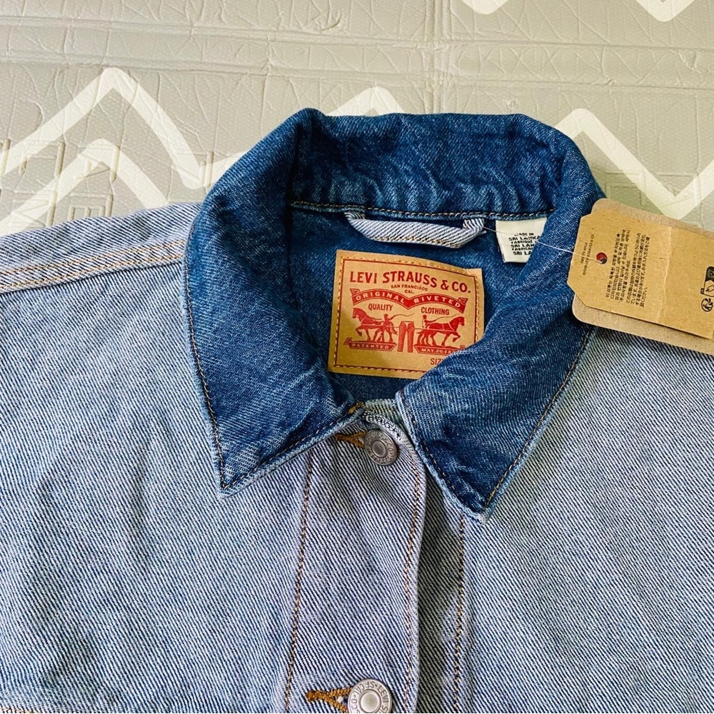 Vintage retro Levis color block pattern jean loose fit denim jacket - Picture 9 of 11